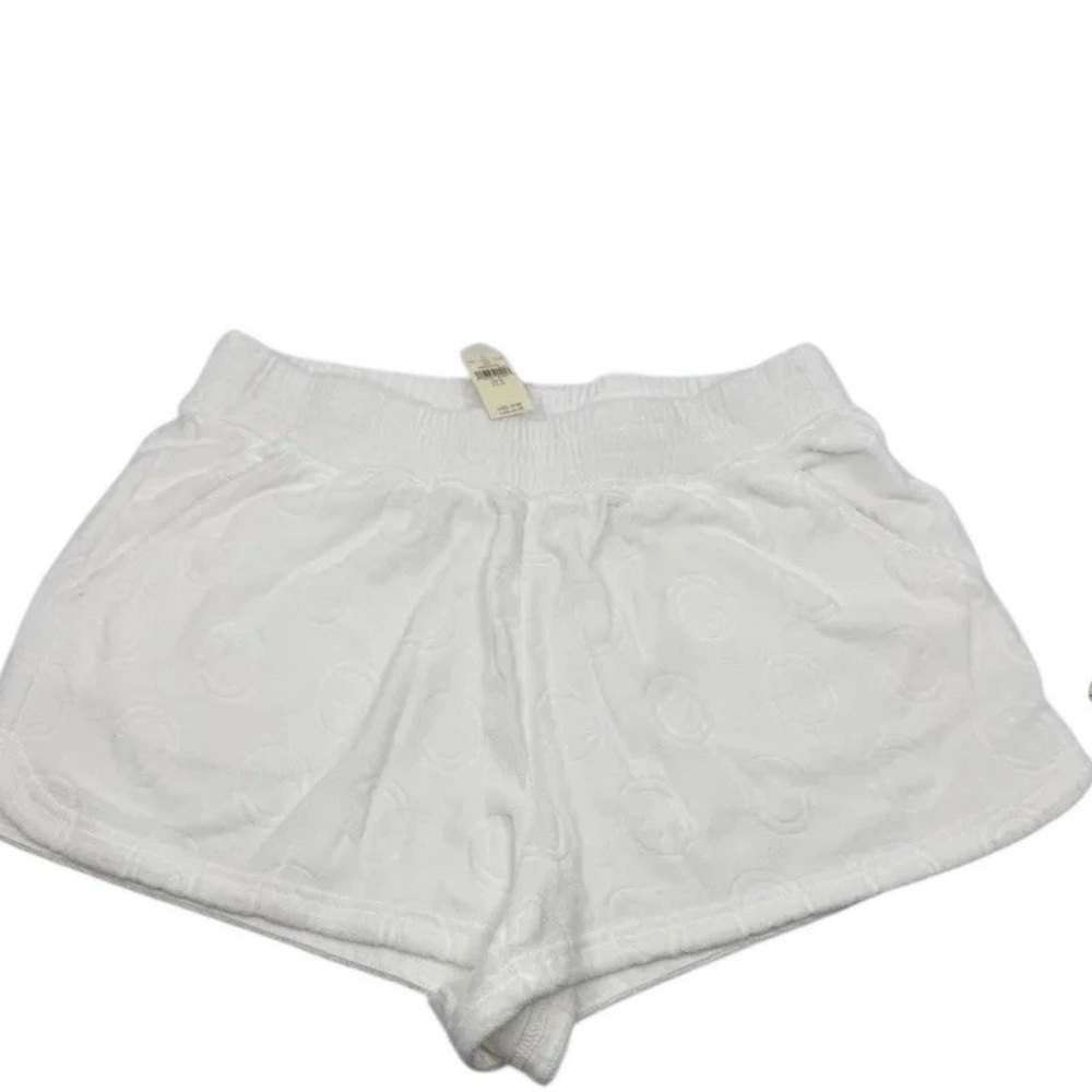 Offline by Aerie Smiley Face Terry Cloth Shorts in White Size Medium NWT